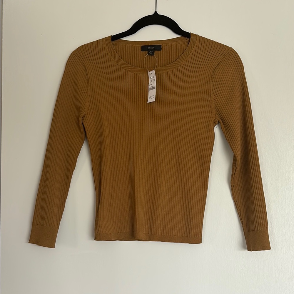 J. Crew Long Sleeve Ribbed Knit Top - Brown NWT